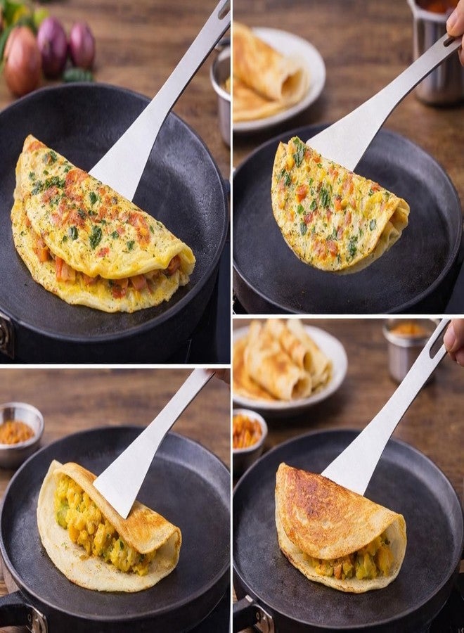 Dynore ملعقة تقليب أندرا دوسا بالتا المصنوعة من الفولاذ المقاوم للصدأ من داينور بريميوم - ملعقة مسطحة تقليدية للدوسا، والأوتام، والروتي، والباراثا - 31 سم - Image 5